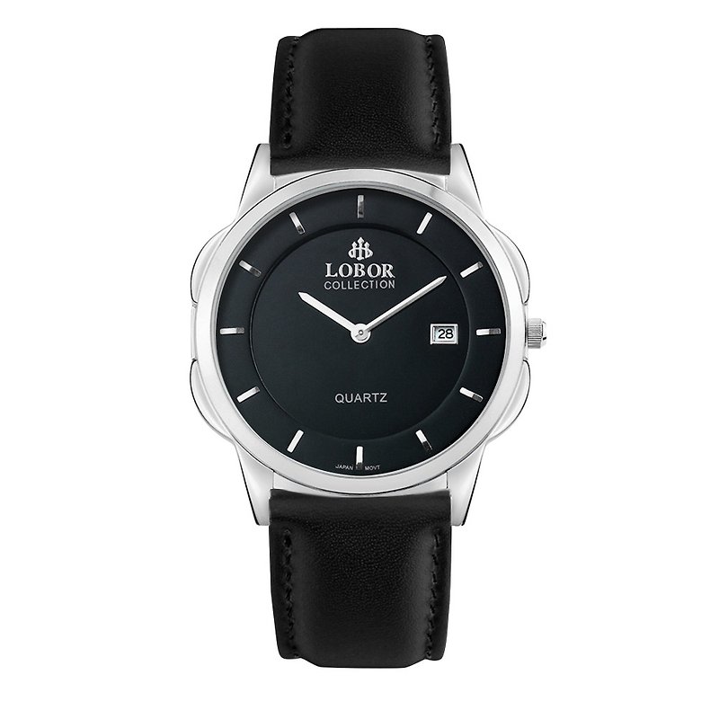 Classy Saigon 39mm 日本機芯 不鏽鋼打磨 意大利皮帶 香港製造 LOBOR 中性手錶 - 女裝錶 - 真皮 黑色