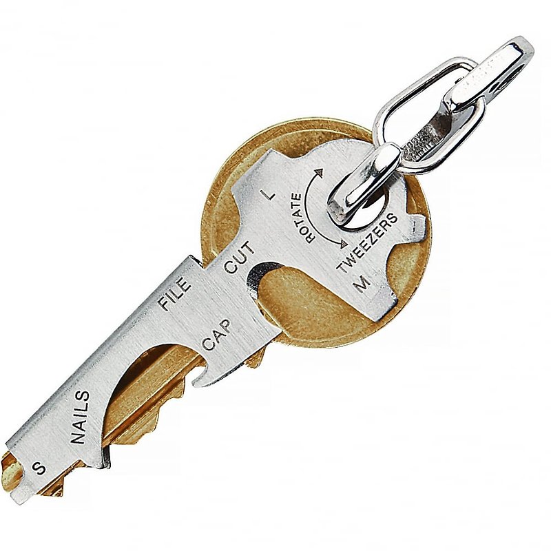 【True Utility】英國多功能8合1迷你鑰匙圈工具組KeyTool(吊卡) - 鑰匙圈/鑰匙包 - 不鏽鋼 銀色
