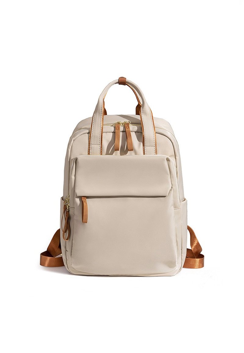 Women Travel Business Backpack 9098 Beige - กระเป๋าเป้สะพายหลัง - วัสดุอีโค สีกากี