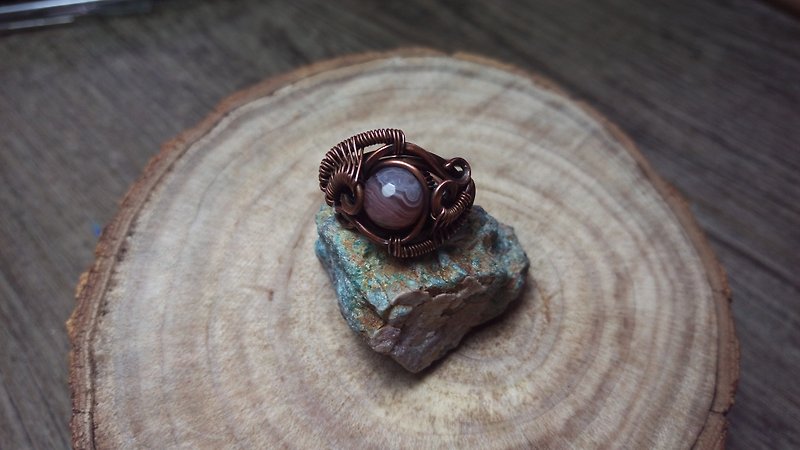 Bosimanao design ring wire / copper / winding / Manual / Crafts / Crystal / Natural stone - แหวนทั่วไป - เครื่องเพชรพลอย สีนำ้ตาล