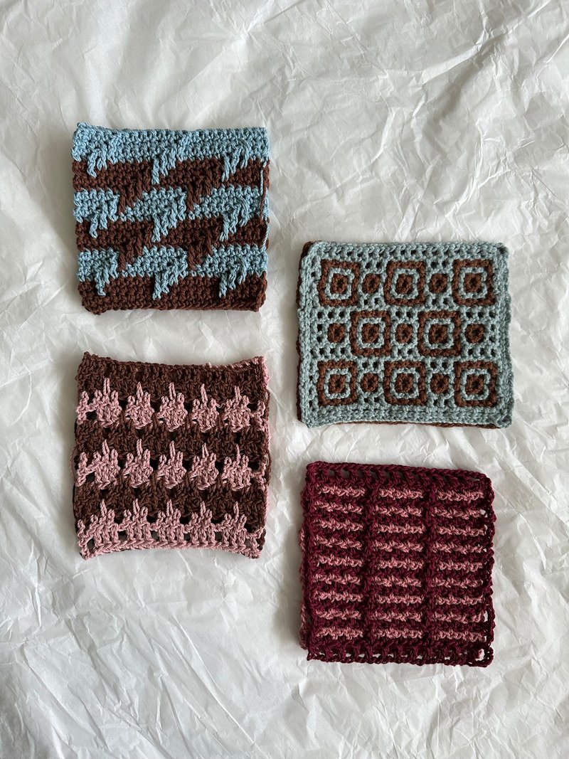 幾何圖形撞色小墊子 純棉可水洗 雙面提花 杯墊 隔熱墊 裝飾墊 - 杯墊 - 棉．麻 多色