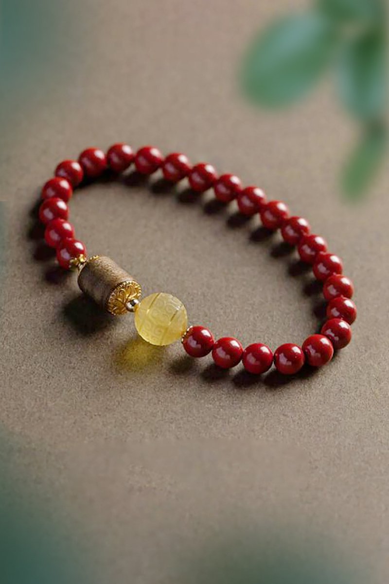 Spring and Autumn Handmade | Original Mineral 6mm High Content Imperial Sand Wax Pattern Beads Agarwood Beads | Bracelet - สร้อยข้อมือ - เครื่องประดับพลอย 