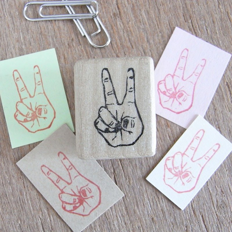 Handmade rubber stamp Peace sign - ตราปั๊ม/สแตมป์/หมึก - ยาง สีกากี