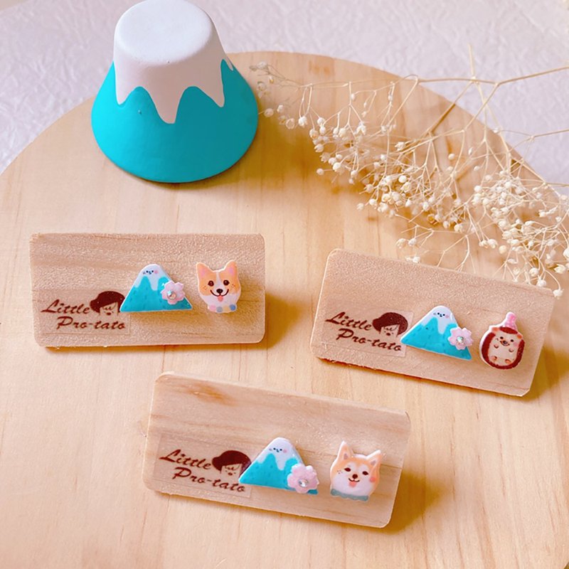 The latest Mount Fuji series earrings Clip-On - ต่างหู - เรซิน 