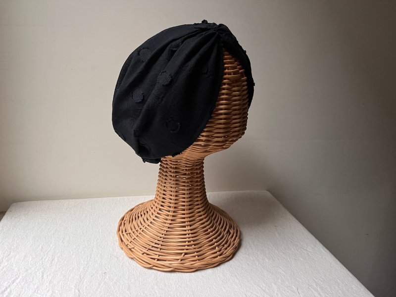 黑點點刺繡款-森系2 W A Y薄棉髮帶ヘアバンド - 髮箍/髮帶 - 棉．麻 