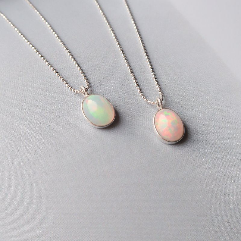 (Limited Edition) / One Thousand and One / Opal Opal 925 Sterling Silver Natural Stone Necklace Necklace - Necklaces - Sterling Silver Blue