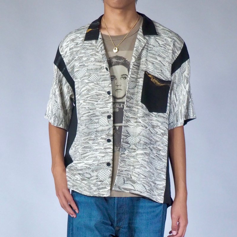 【日本製造】UMUI BLACK LABEL、和服襯衫、獨一無二、開領襯衫 - 男襯衫/休閒襯衫 - 絲．絹 