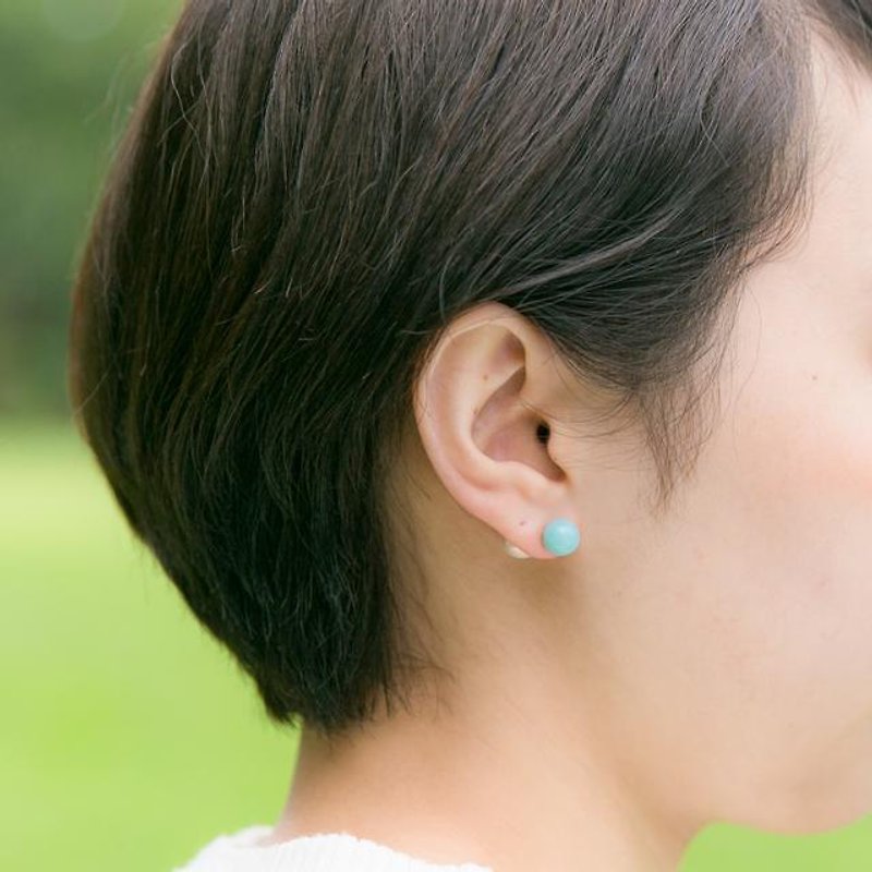 Maru Pierce BLUE - 耳環/耳夾 - 其他金屬 藍色