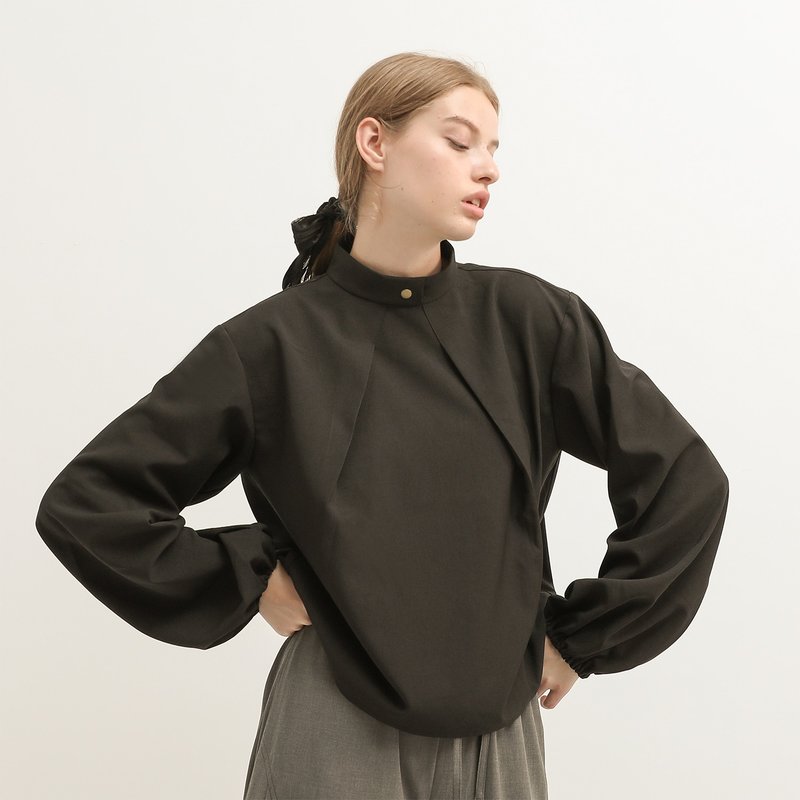【經典原創】Ruoshui_若水褶片上衣_CLT515_黑 - 女上衣/長袖上衣 - 聚酯纖維 黑色