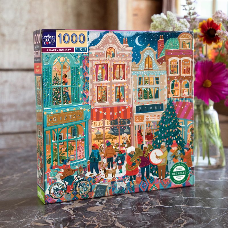 eeBoo 1000 piece puzzle - A Happy Holiday (Christmas) - เกมปริศนา - กระดาษ สีเขียว