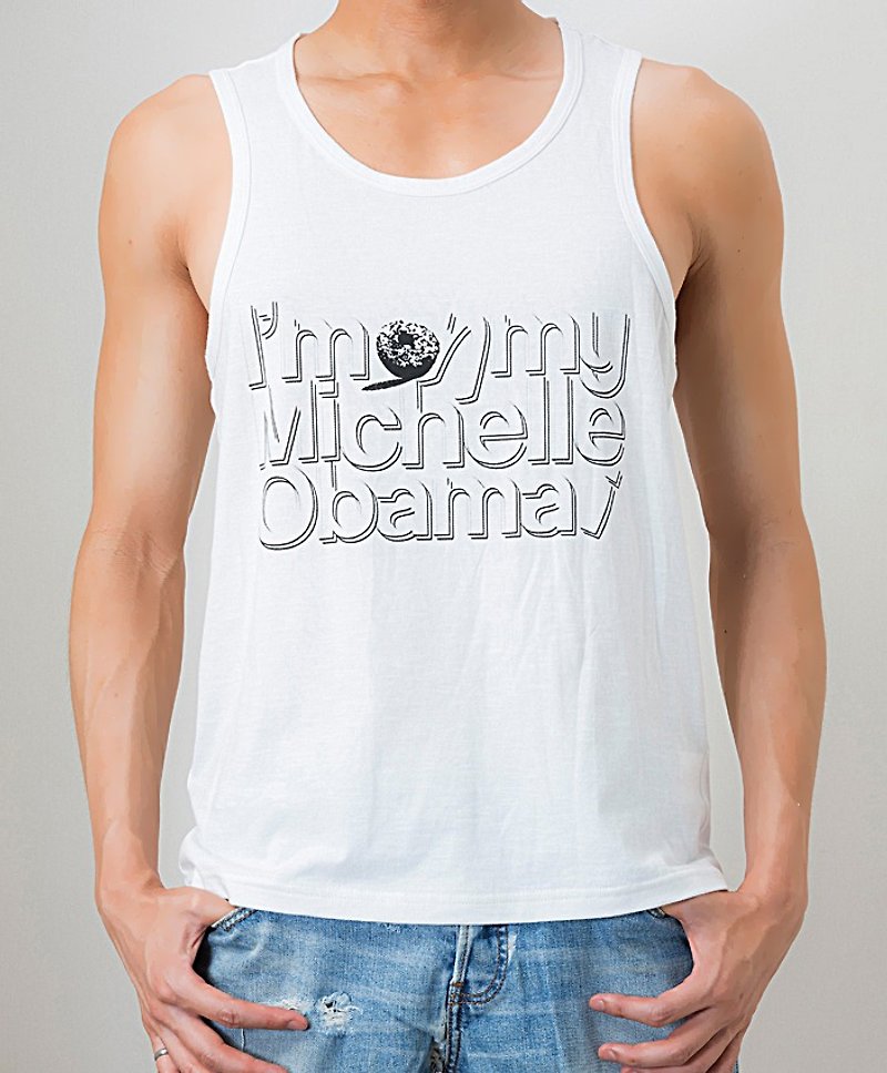 Cotton printed vest-OBAMA/white UNDERNEXT2 summer. Colorful - Men's Tank Tops & Vests - Other Metals White