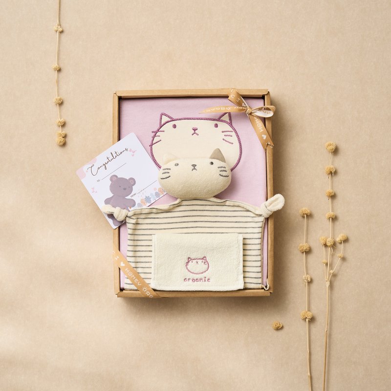 新生兒GOTS認證有機棉彌月禮盒・喵喵連身衣3件組_HomeyOrganic - 彌月禮盒 - 環保材質 