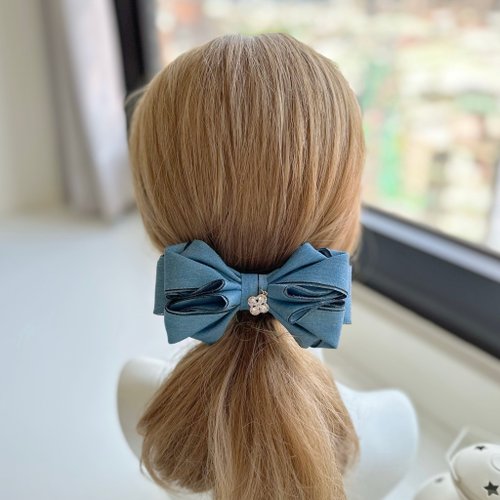 Cooper's tail. MUCHAT Handmade 14KGP Denim Pearl Bow Hair Clip - Shop  Muchat Hair Accessories - Pinkoi