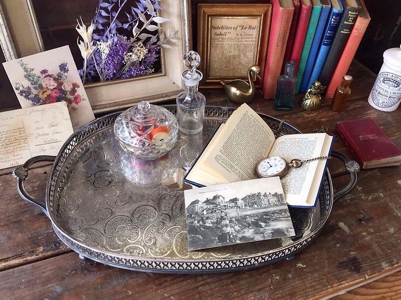 British Antique Silver Plated Handle Tray (JS) - Items for Display - Other Metals Silver
