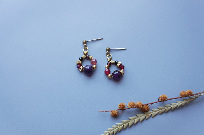 │小花園│耳環-紫水晶 - 耳環/耳夾 - 其他金屬 紫色