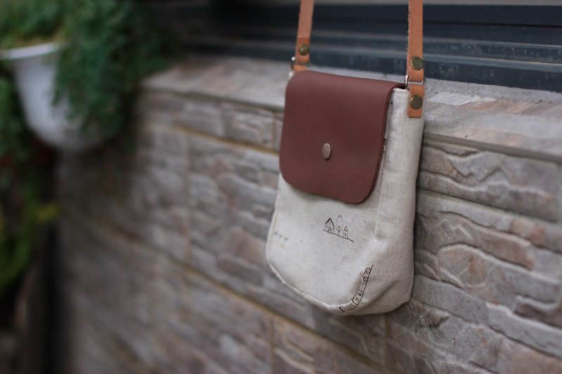 Small house side backpack - Messenger Bags & Sling Bags - Cotton & Hemp Khaki