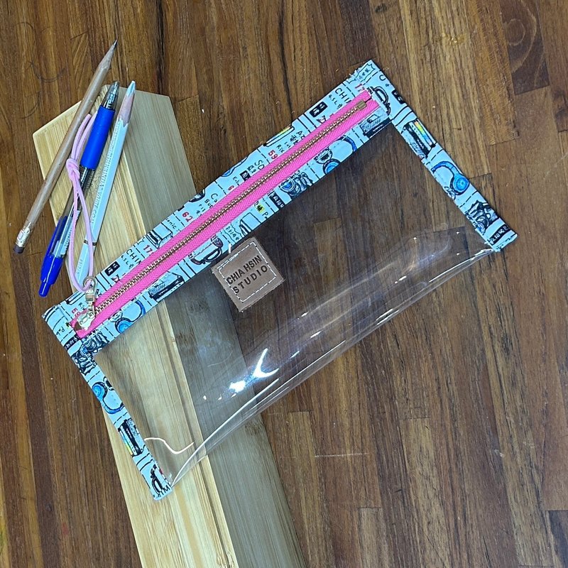 考試神器系列 2 /  透明拉鍊筆袋  /  多款花色 - 化妝包/收納袋 - 塑膠 白色