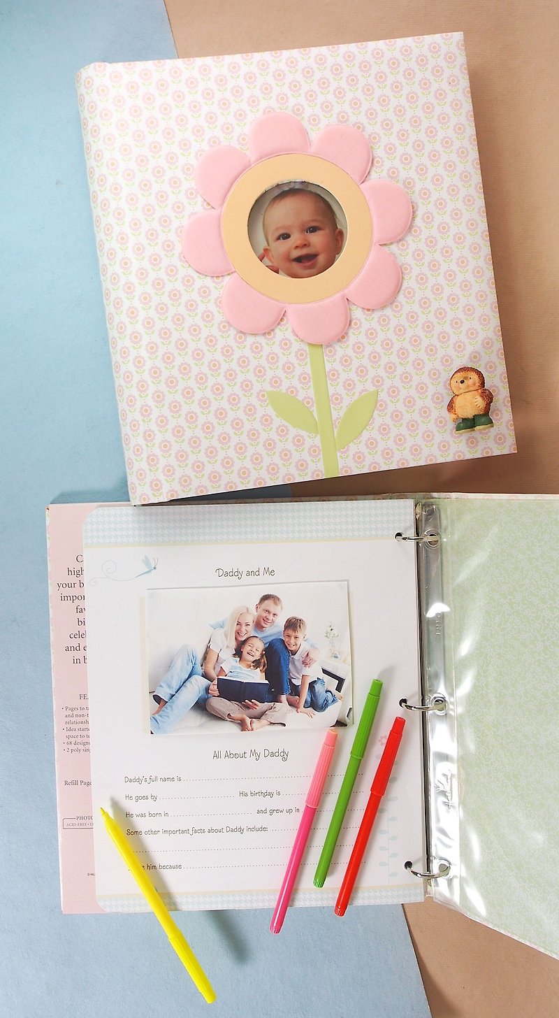 ◤ record with this baby | pink garden | Scrapbook notebook - Photo Albums & Books - Paper Pink