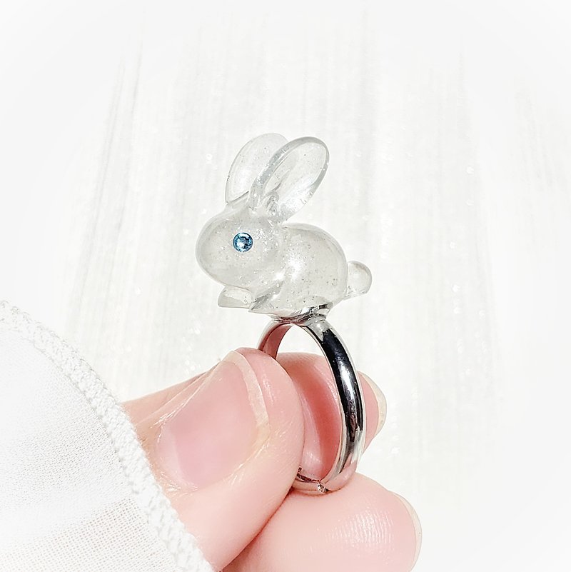 Ring RanranRabbit Free Size Rabbit Japan Handmade - General Rings - Resin White
