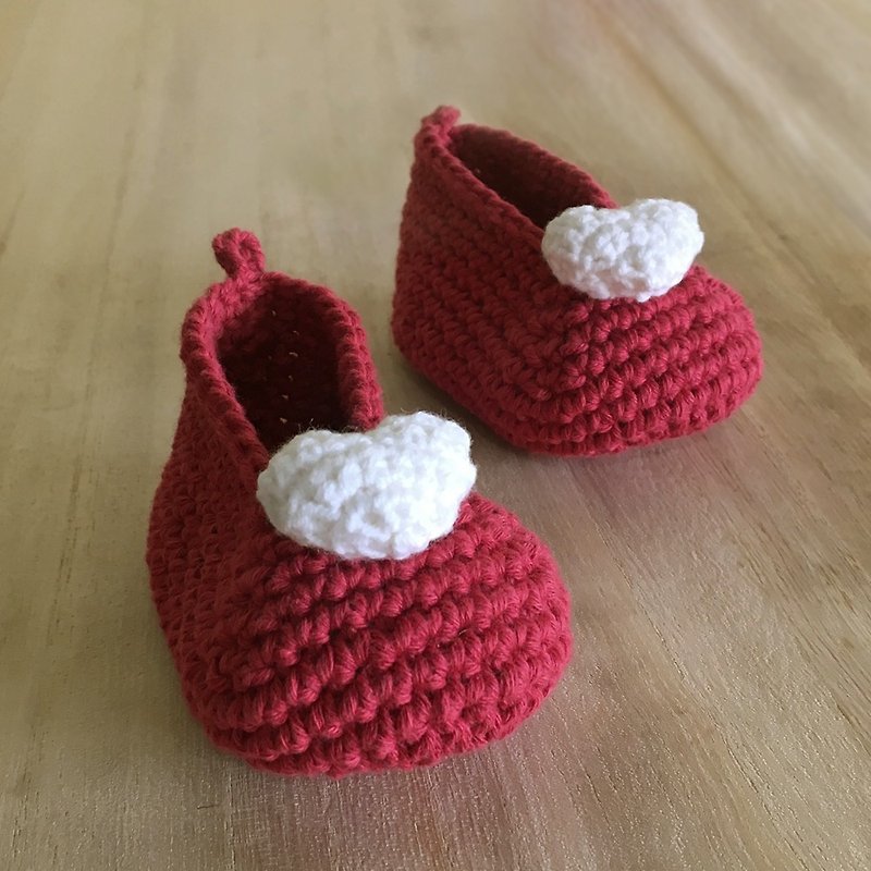 Lovely Baby Ballerina Booties Shoes Crochet Baby Footwear Red Heart Baby Booties - 男/女童鞋 - 棉．麻 紅色
