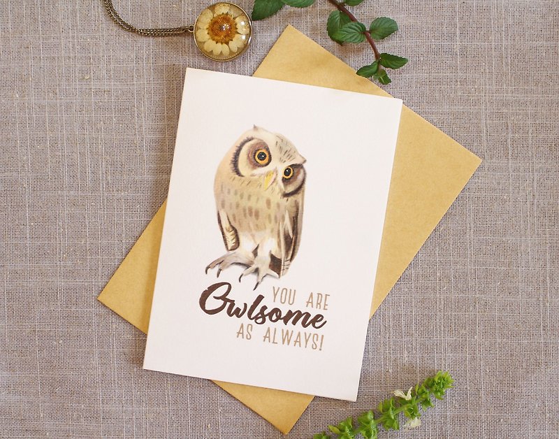 Owl Greeting Card  Animal Card - การ์ด/โปสการ์ด - กระดาษ ขาว