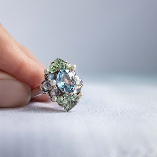 A Jewelry 海藍寶 3月生日石 夏天 純銀戒指