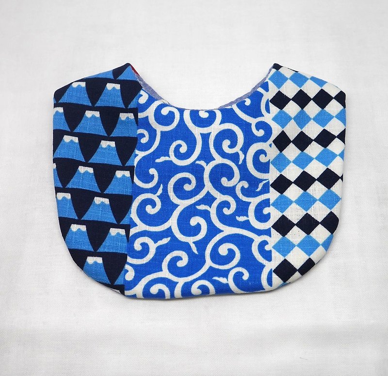 Japanese Handmade Baby Bib / Combination - 2 Blue - Bibs - Cotton & Hemp Blue
