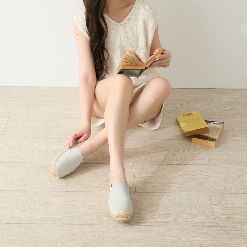 | 新品上市・夏日必備 | 迷霧藍 素色系列草編鞋 +Plus - 女款休閒鞋 - 棉．麻 綠色