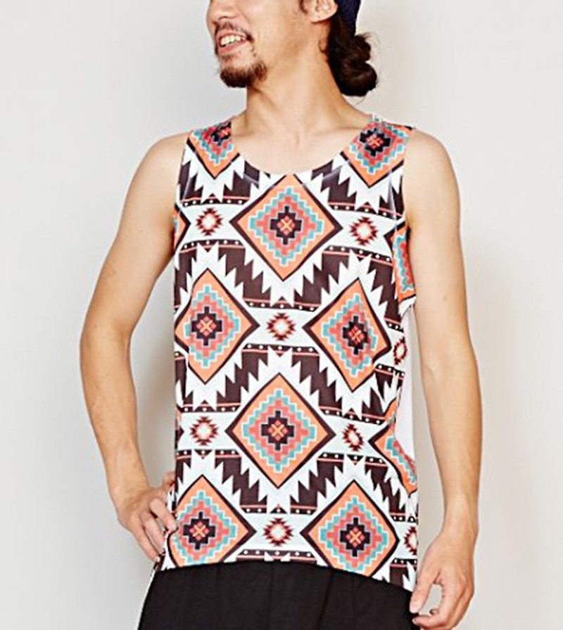 【Pre-order】 ☼ national totem vest shirt ☼ (male models - three-color) - Men's Tank Tops & Vests - Cotton & Hemp Multicolor