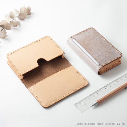 [JILLSTUART]★Color Matching Leather Business Card Holder Hard Business Card Case | Orange Goatskin Leather – Graphic