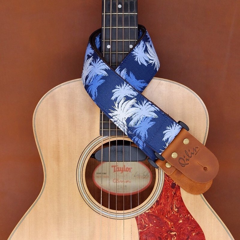 Blue Hawaii Guitar Strap - Guitars & Music Instruments - Genuine Leather Gray