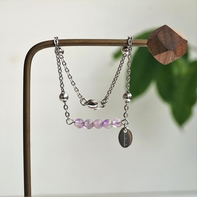 << modomodo birth stone bracelet >> February birthstone - amethyst Amethyst - Bracelets - Semi-Precious Stones Purple