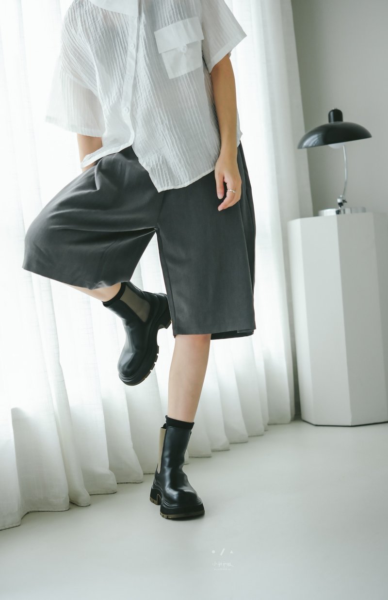 Signature pen drawstring waist shorts - 2 colors - gray pen - กางเกงขาสั้น - ไฟเบอร์อื่นๆ สีเทา