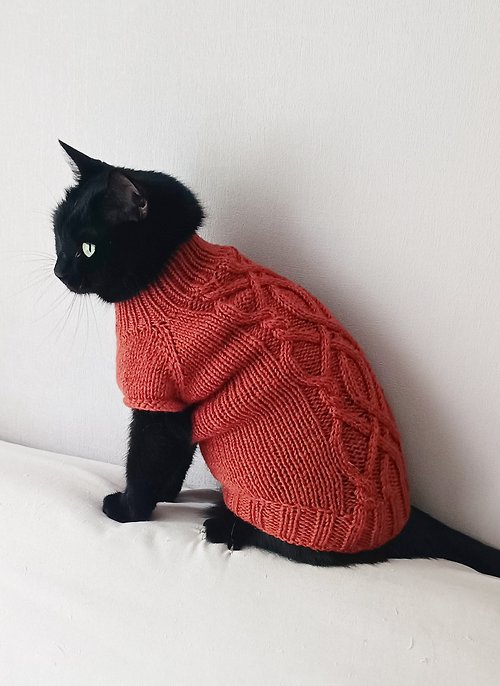 StylishCatDesign Cable cat sweater Sphynx sweater Wool cat jumper Sphynx cat sweater Dog sweaters