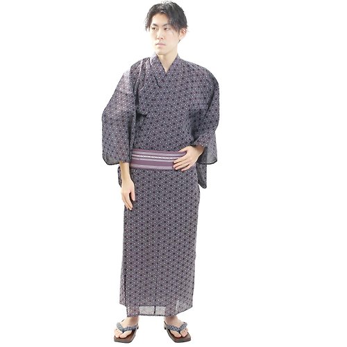fuukakimono 日本 和服 男 綿 浴衣 腰封 2件 套組 S/3L size z31-109c yukata