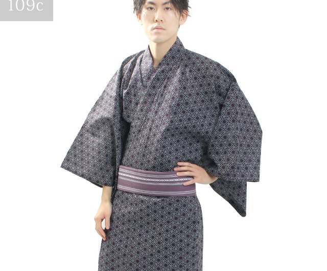 日本和服男綿浴衣腰封2件套組S/3L size z31-109c yukata - 設計館