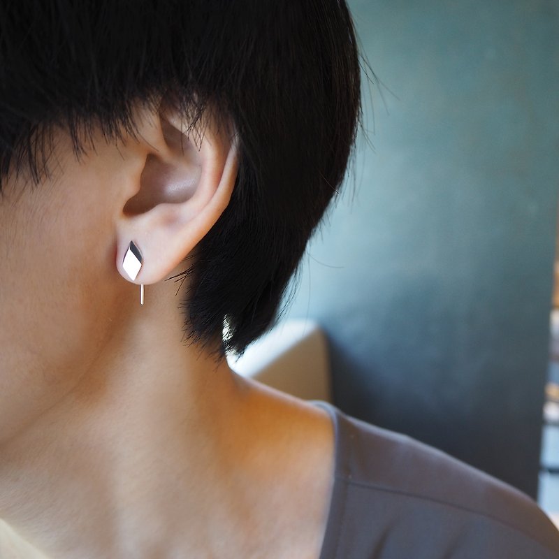 geometric a earring - Earrings & Clip-ons - Silver Silver