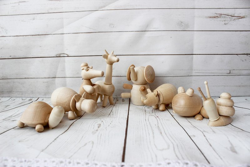 montessori animals baby toys - african animals set, Wooden toys for toddlers - 寶寶/兒童玩具/玩偶 - 木頭 咖啡色