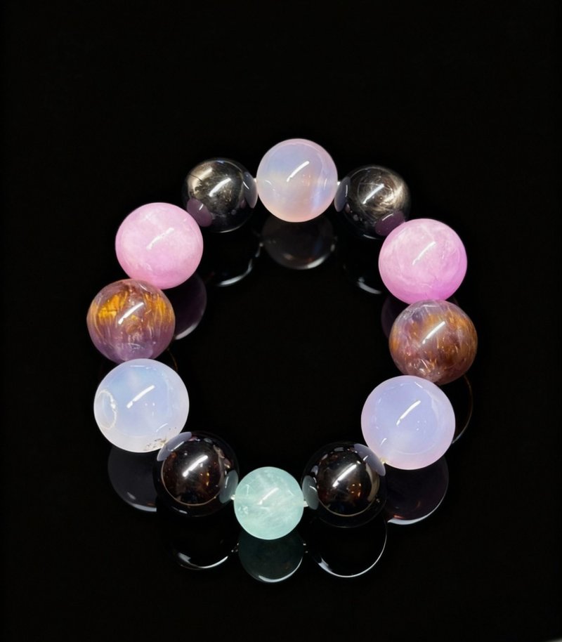 Crystal.EAA 設計款水晶手鏈 紫煙墨影 紫鋰輝 極光23紫鈦 金運石 - 手鍊/手環 - 水晶 多色