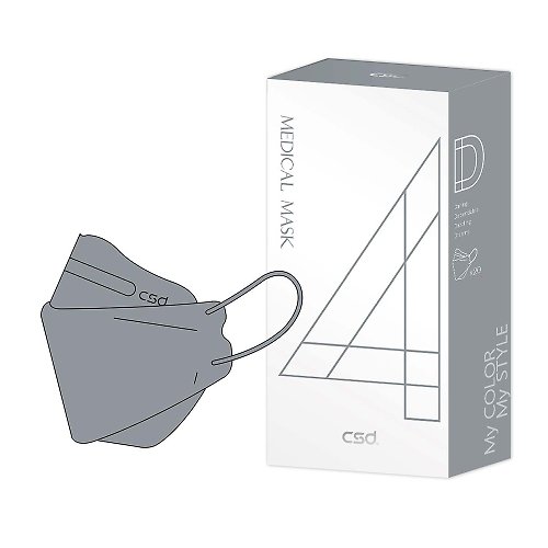 CSD中衛 CSD 中衛 醫療口罩-成人立體-4D麥飯石灰 (20片/盒)