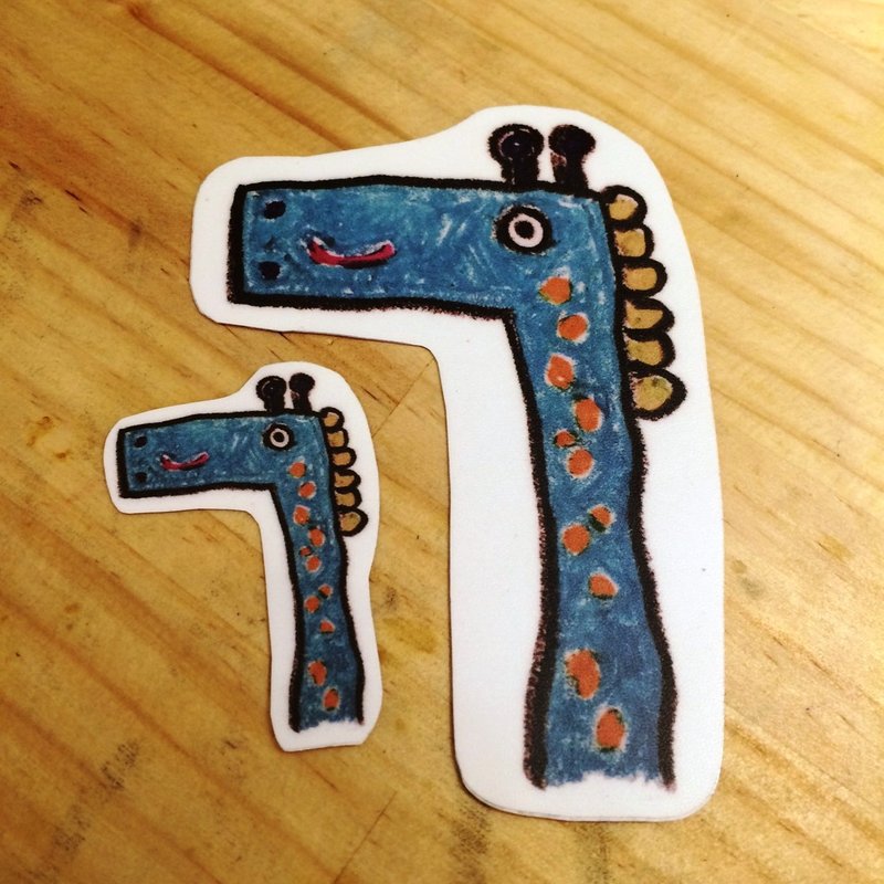 layoo to │ monster child painting. Hit the head. giraffe. PVC stickers. waterproof. Anti-UV. Not tear. Suitcase stickers - สติกเกอร์ - กระดาษ สีเขียว