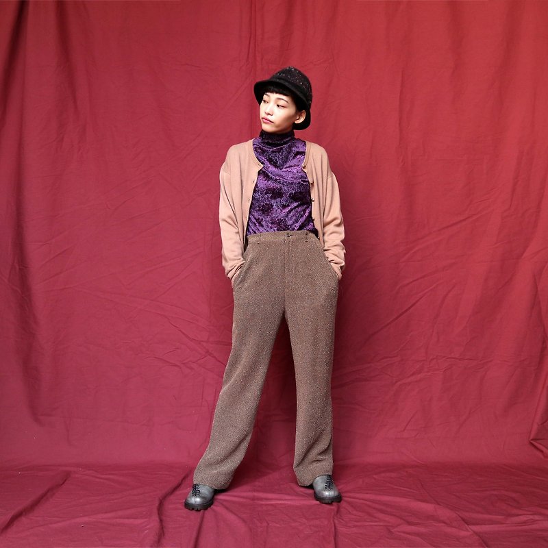 Pumpkin Vintage. Ancient brown thin wool wide pants - Women's Pants - Other Materials Brown