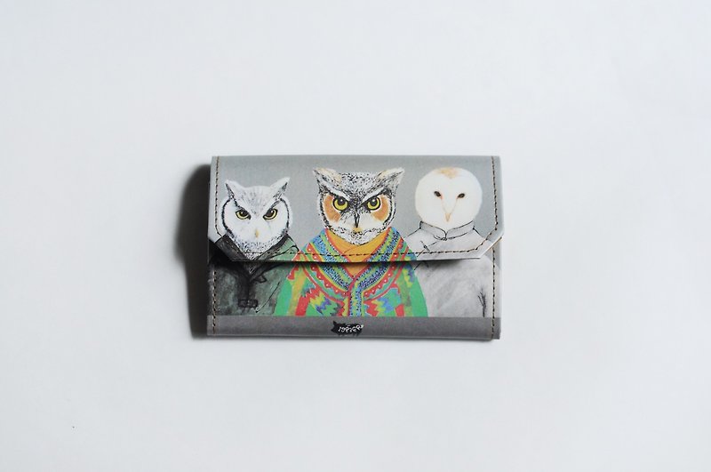 Handmade Paper Purse - Owl friends - กระเป๋าใส่เหรียญ - กระดาษ สีเทา