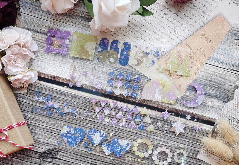 冬日贊歌寒調 PET 紙膠帶 台灣自己印 10米卷 - 紙膠帶/和紙/PET - 其他材質 多色