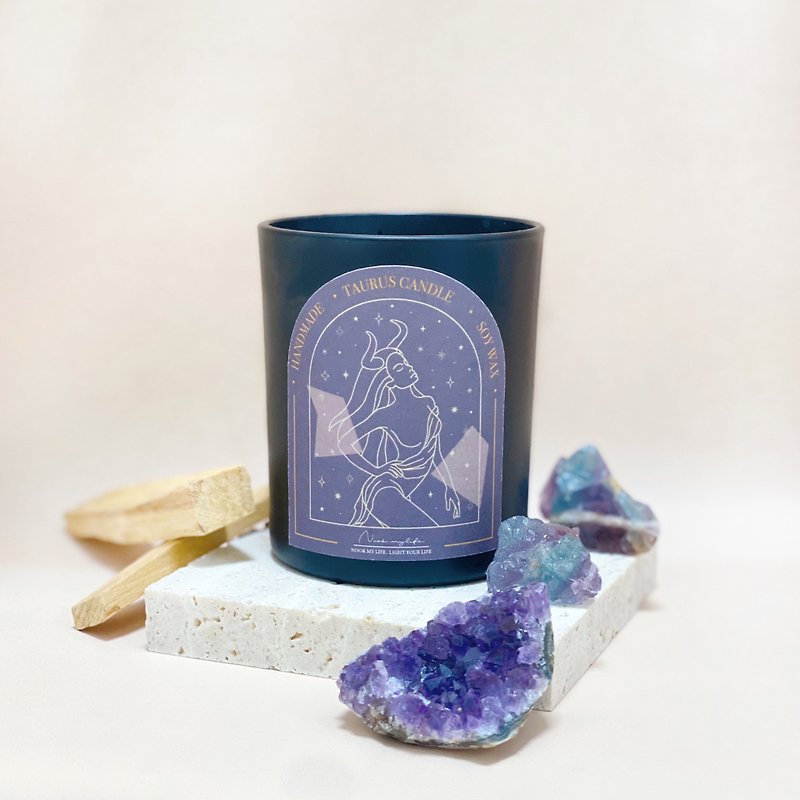 [Free engraving is available] All natural soy Wax-holy wood Taurus candle constellation birthday wedding gift - Candles & Candle Holders - Wax Purple