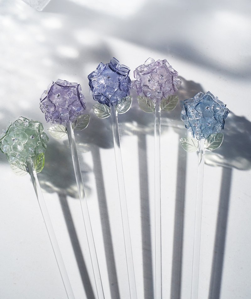 Hydrangea Stick-Decorative Flower | Little Turtle Handmade-2022 Limited Color-Xia - ของวางตกแต่ง - เรซิน หลากหลายสี
