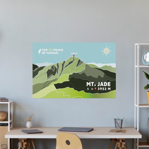 自由取材 Deco Life 【輕鬆壁貼】臺灣百嶽-玉山景 - 無痕/居家裝飾