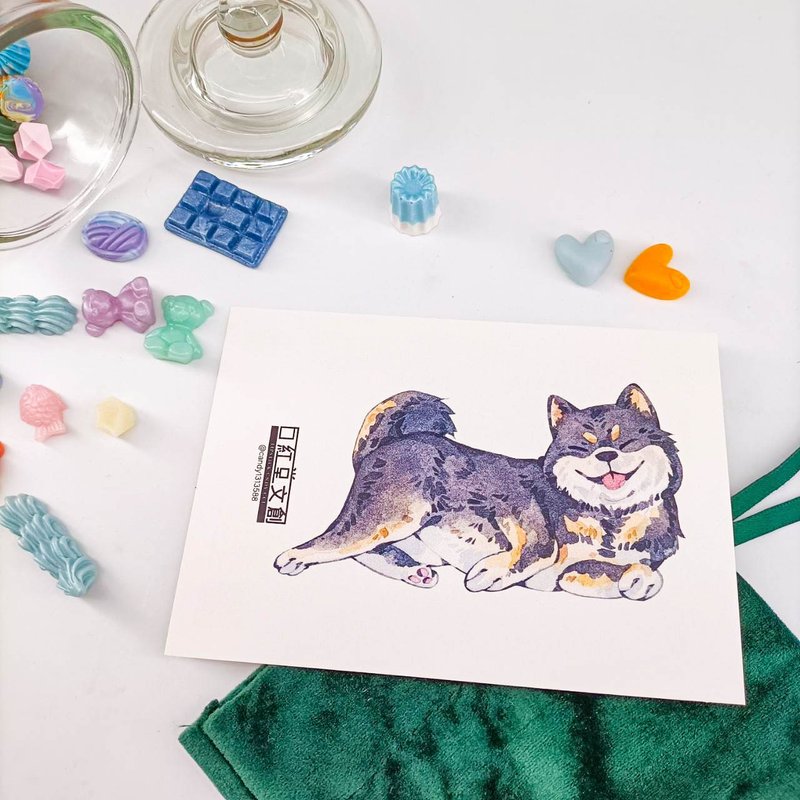 KR474_口紅堂明信片_柴犬17_candy1313588 postcard - 卡片/明信片 - 紙 多色
