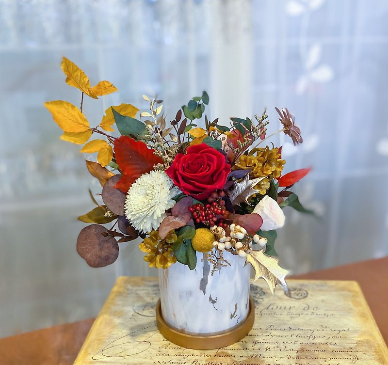 Preserved flower table flower Preserved rose Home decoration Gift Opening - Dried Flowers & Bouquets - Plants & Flowers Red