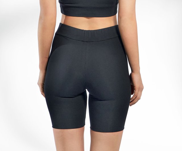 High Waist Organic Cotton Cycling Shorts - Black